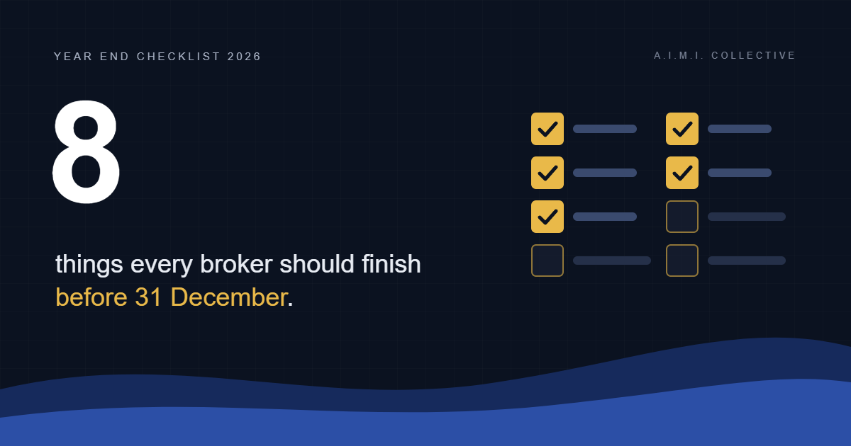 Mortgage broker year end checklist with tax, licence and compliance items ticked off